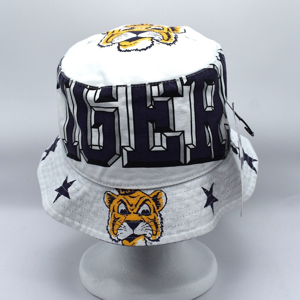 '47 Brand LSU Tigers Womens Energize Bucket Hat NCAA OSFM White Purple Gold NEW